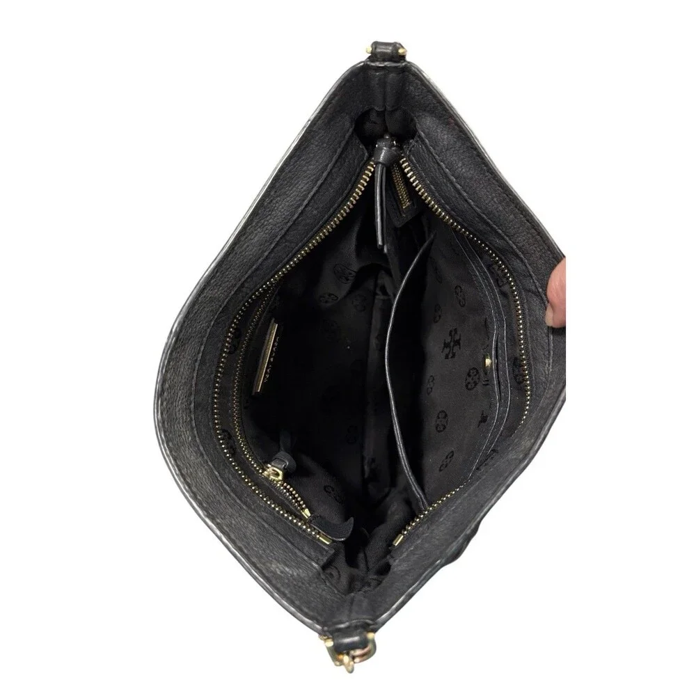 Tory Burch Ivy Leather Convertible Shoulder Bag Black Expandable‎ Crossbody Read